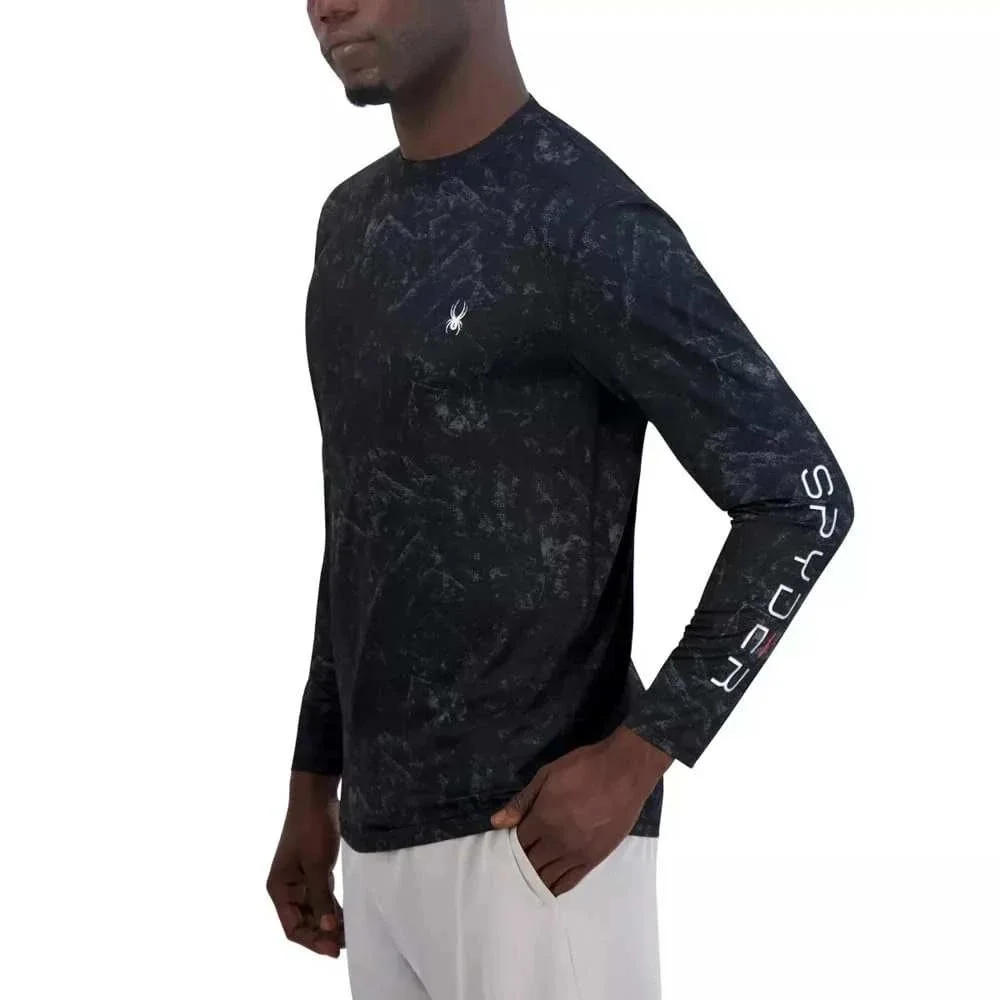 Spyder Swim Mens Rash Guard Long‎ Sleeve Shirt UPF50 Small Black New with Tags!